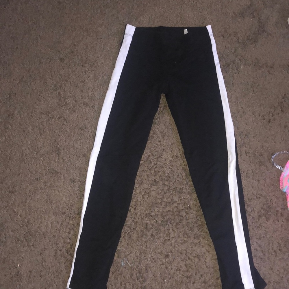 Black leggings with white stripe on the sides
